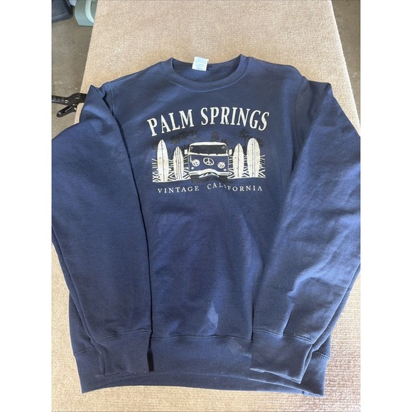 Port Company Sweaters - Palm Springs California Blue Pullover Sweater Blue Size Small